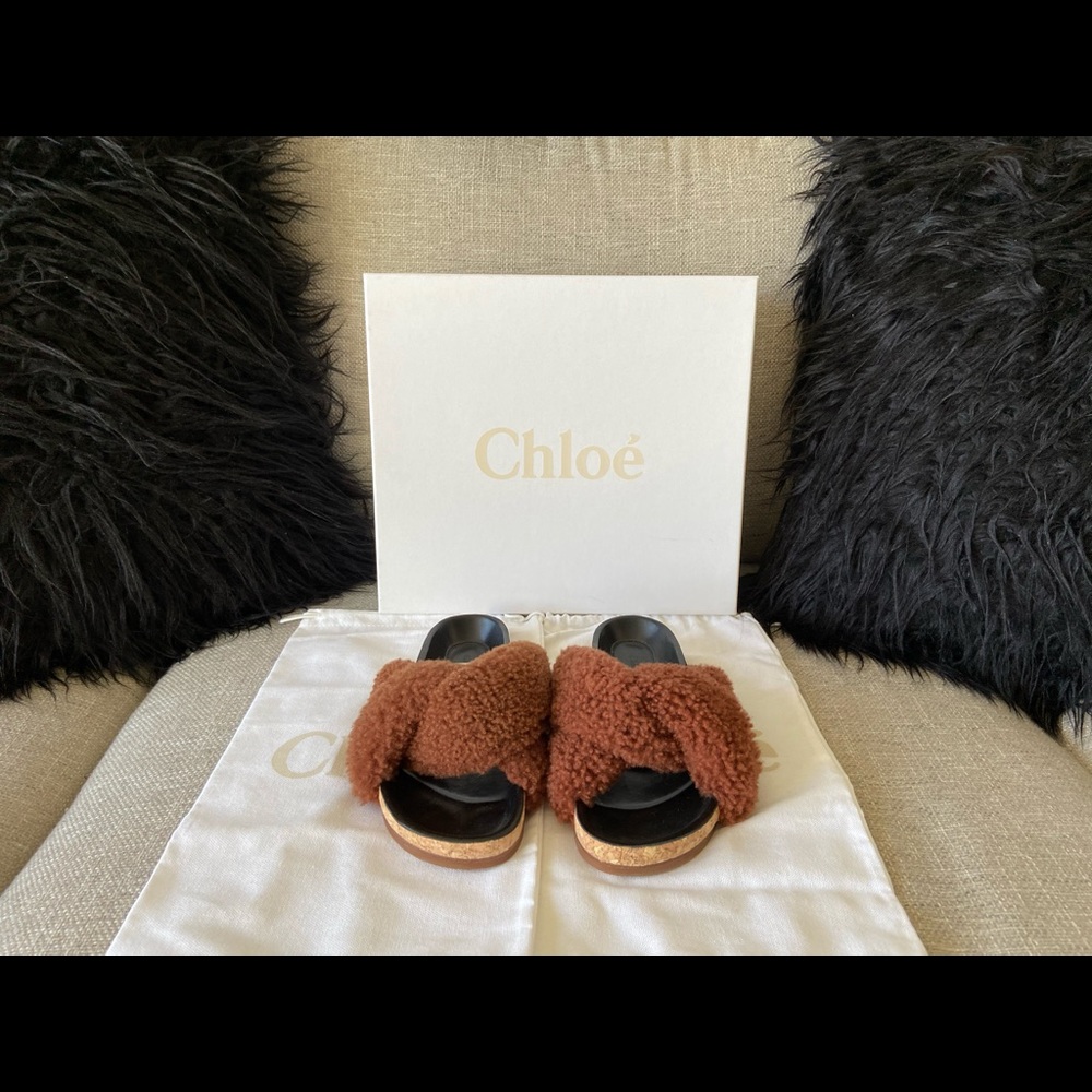 Chloe fur shearling slides